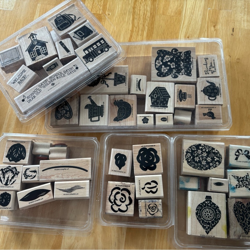 Stampin' Up! Wooden Rubber Stamps Set - Black and Brown